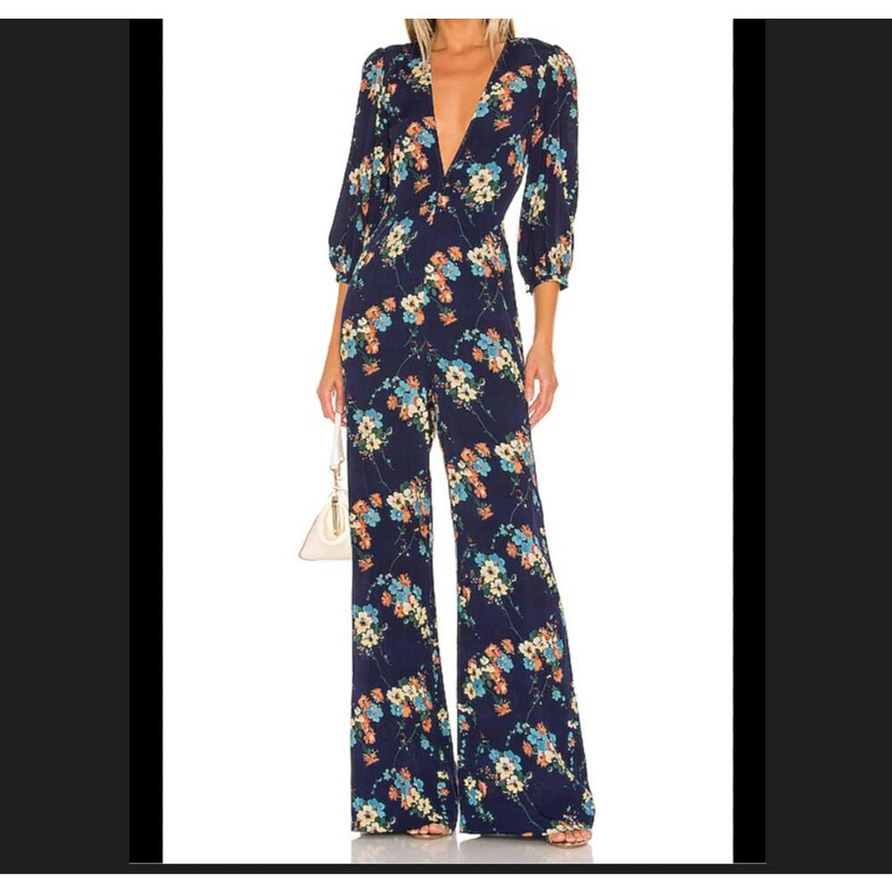 CAPULET navy floral long sleeve jumpsuit sz XS